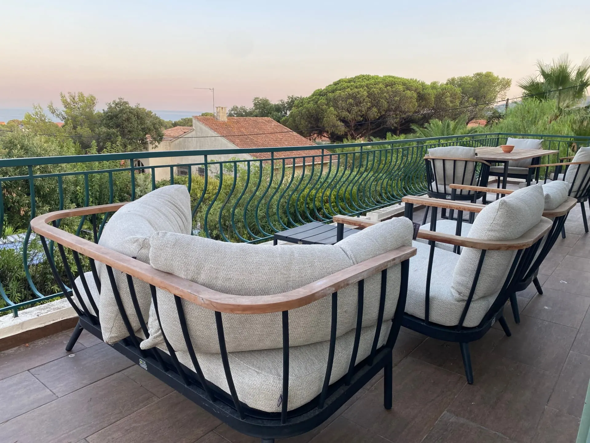 Terrace at Villa Ricolette overlooking the Mediterranean